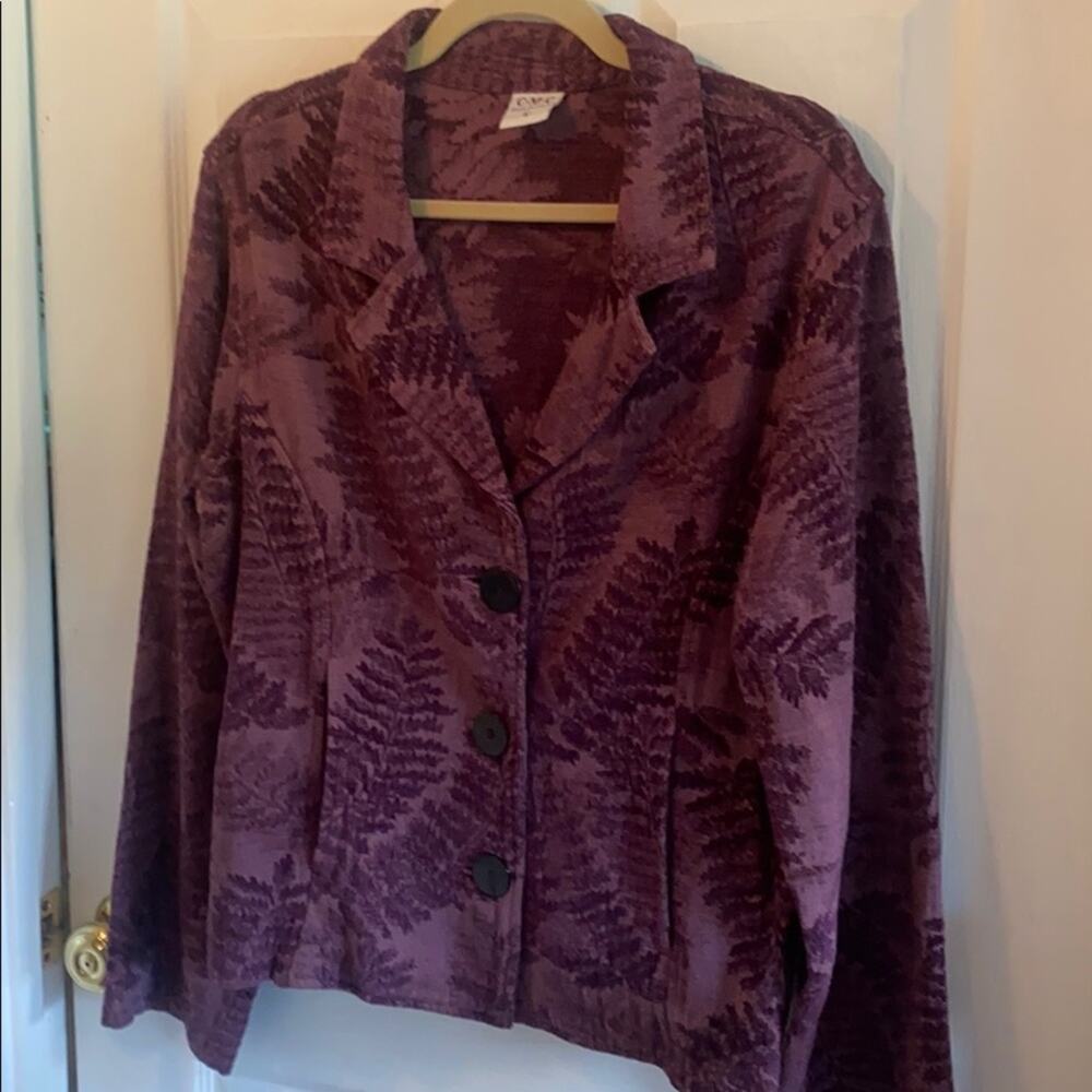 CMC women’s L jacquard fern print button down jacket